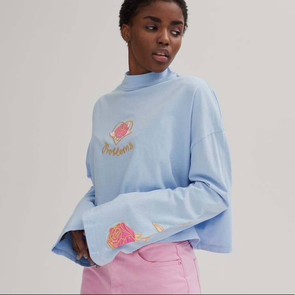Lazy Oaf Problems Mock Neck Long Sleeve Sweater
